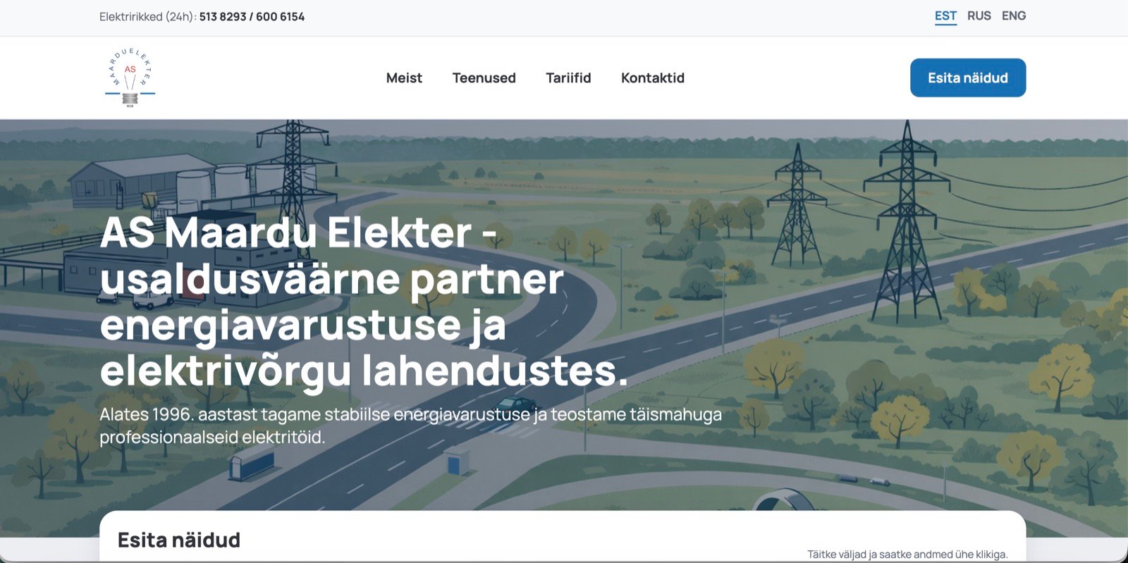 Maardu Elekter corporate website screenshot